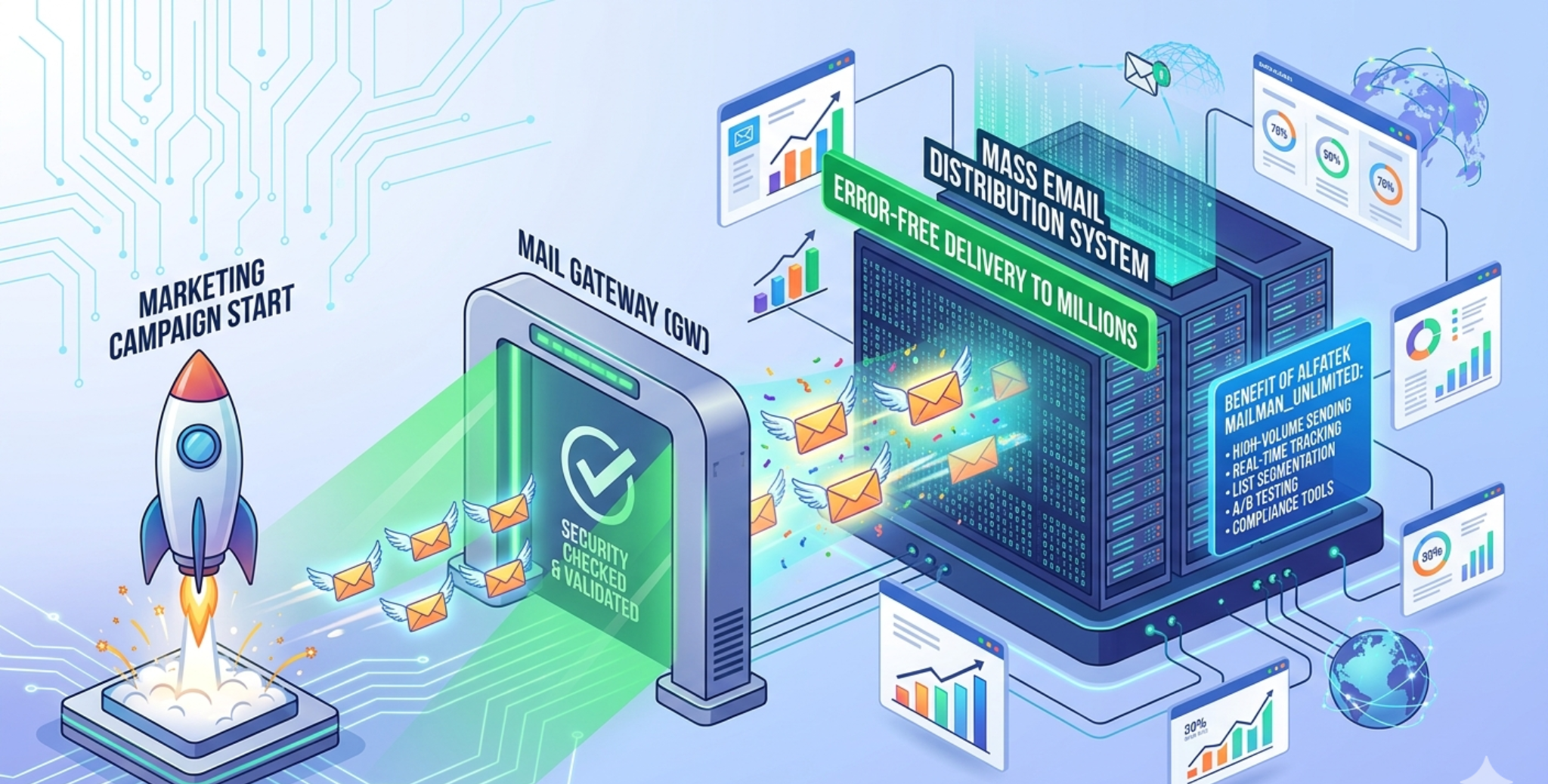 Modern enterprise email dashboard interface